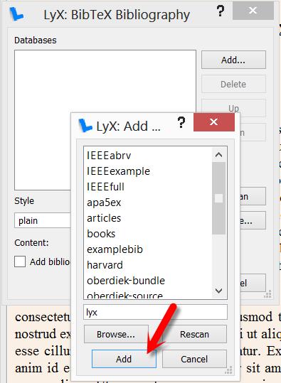 4. Add the BibTeX file by clicking Add and then OK. C.