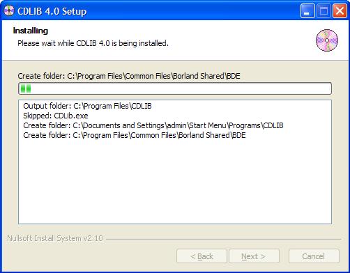 The default destination folder is C:\Program Files\CDLIB. 6. Click Install.