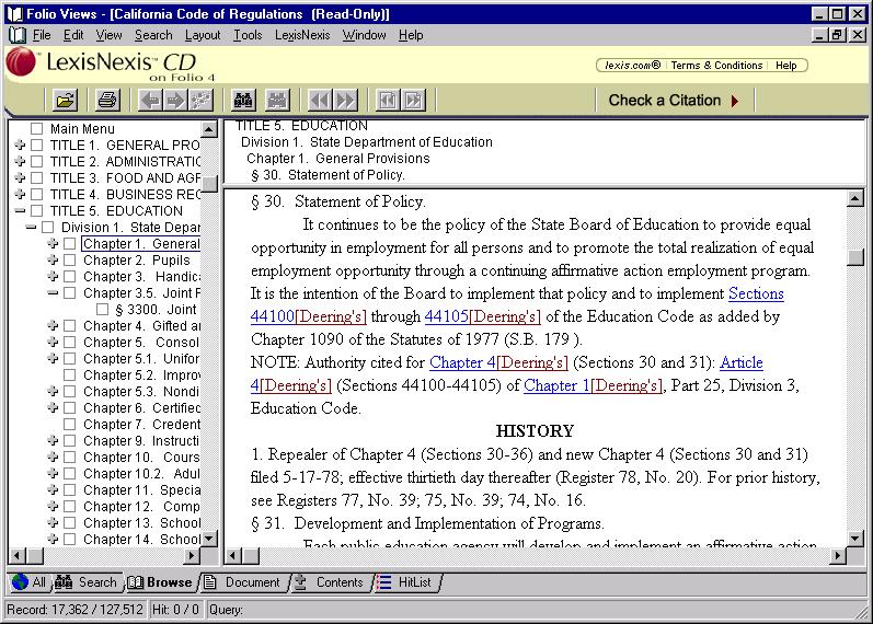 Working with the Table of Contents 3-3 Figure 3-2 Partial-window table of contents To display the full-window table of contents Click the Contents tab at the bottom of the main window.