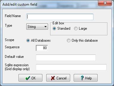 Click the Add button to open the Add/edit custom field window. 6. In the Field Name box type City. 7. Type should be String since we will be typing normal text into this field. 8.