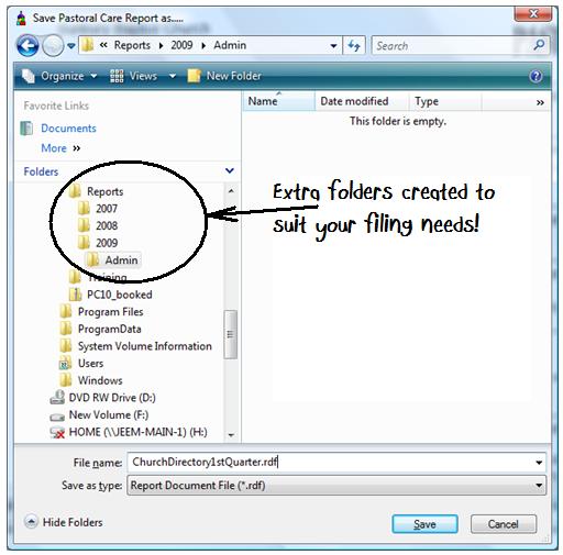 You may want to create different folders in that location for different reports, rather like a filing cabinet.
