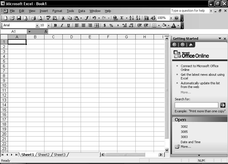 Lesson 1 - Getting Started with Excel 3 Moving the Pointer When you move the mouse around the gridlines in the document window, a hollow cross moves with you.