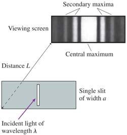 no diffraction with diffraction Light waves from different points within a single slit travel different