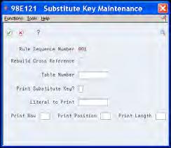 Define Substitute Select Keys Defining Substitute Select Keys You can attach a substitute select key before or after you generate a cross reference table.