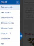These are: Shopping options through the Tesco button Movies, TV shows and music from blinkbox Tesco button The Tesco button on the Hudl takes you directly to a Tesco interface where you can order