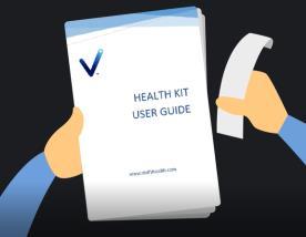 5. Remove the pre-cut tape from the health kit user guide. Place the last piece of foam on top of the tablet. Close and seal the box with the tape you just removed from the user guide.