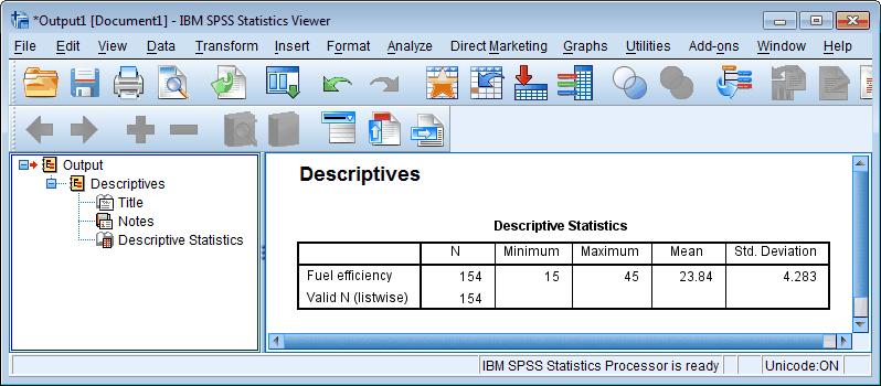 Figure 2: Descriptives dialog box. R is an open source programming language and software environment for statistical computing and graphics (www.r-project.org).
