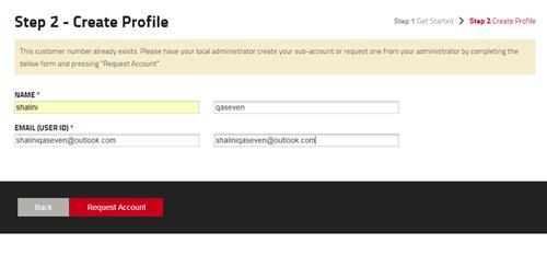 3. The new user will add their email address and hit Request Account.