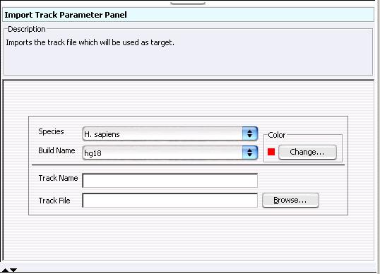 SureSelect Quality Analyzer Reference 4 Import Track Parameter Panel Import Track Parameter Panel Figure 25 Workflow Import Track Parameter Panel Purpose: This panel lets you import and change the