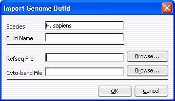 4 SureSelect Quality Analyzer Reference Import Genome Build Import Genome Build Figure 41 Import Genome Build dialog box Purpose: Lets you import a new genome build into the program.