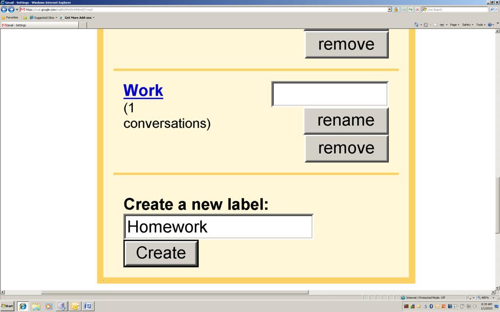 Creating a Gmail Label (folder) Let s say the four (4) Labels that already exist in Gmail do not meet your organizational needs. You can create your own Label(s) and place emails in the areas.