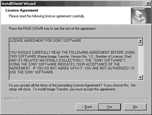 b Click [Next]. When License Agreement screen appears, click [Yes].