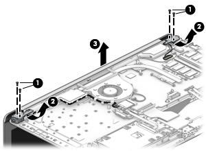 6. Separate the display from the computer (3). Remove the display assembly subcomponents: 1. If it is necessary to replace the display bezel: a.