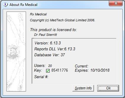 After you have completed the Rx Medical Version 6.13 Build 03 update on all the Client machines, please log into Rx Medical from each client machine and check that you have the upgraded version.