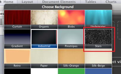 Single click to select your choice of background (Stars) in the