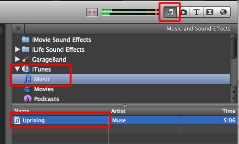 o Single click to select the Music option to show the audio track you just played in ITunes as shown below.