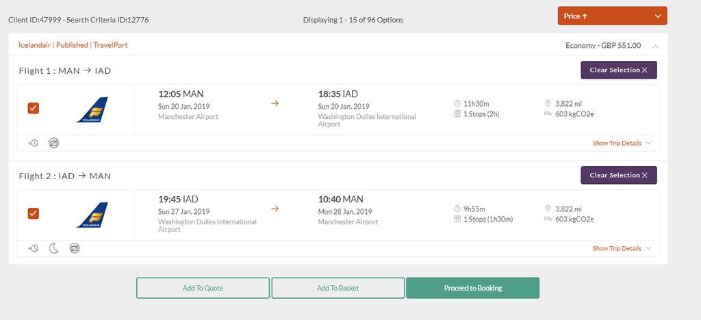 Selecting your Flights 1 2 3 Once you have selected your preferred itinerary using the checkboxes, you have 3 options: 1.