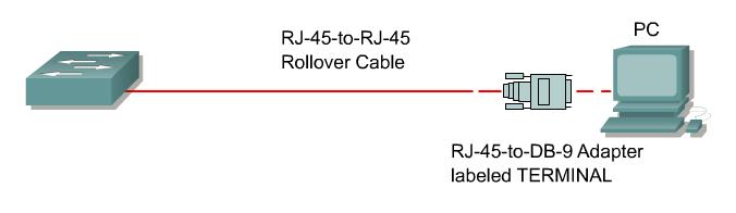 Rollover cable Connect a workstation serial port to a