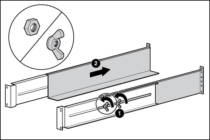 WARNING: To reduce the risk of personal injury or damage to the equipment, be sure that: The leveling feet are extended to the floor. The full weight of the rack rests on the leveling feet.