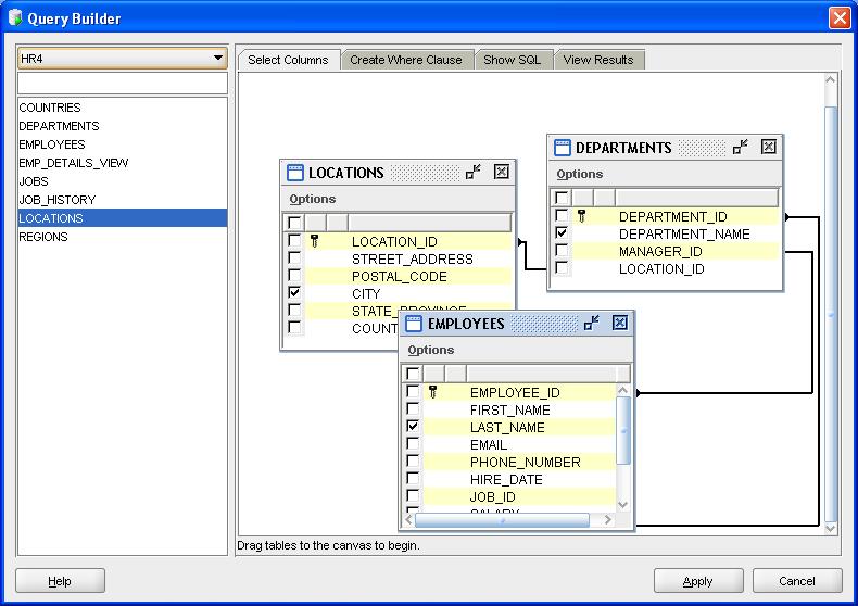 SQL Query Builder Drag and Drop Query Building Context menu option Multiple