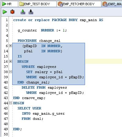 Working with PL/SQL Create and edit PL/SQL code Code editor Syntax highlighting Code formatter Code insight (auto