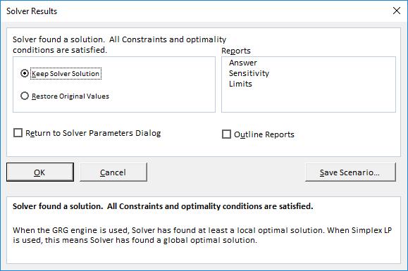12. To modify one of the constraints that appears in the Solver Parameters dialog box, select the constraint and click the [Change] button.