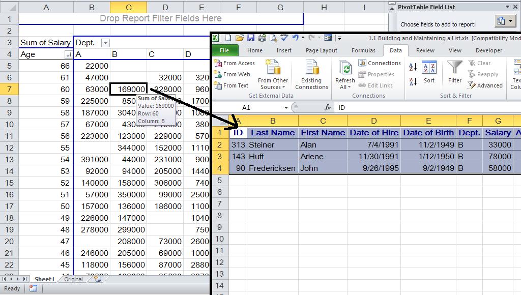 6.4.6 Show the details you want In a PivotTable report, you can drill down on the details or hide