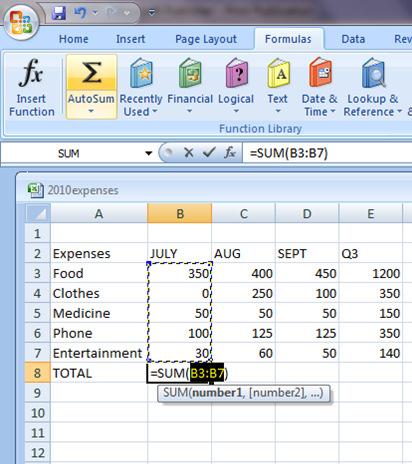 Using Autosum for Addition AUTOSUM is a built-in Excel formula for addition.