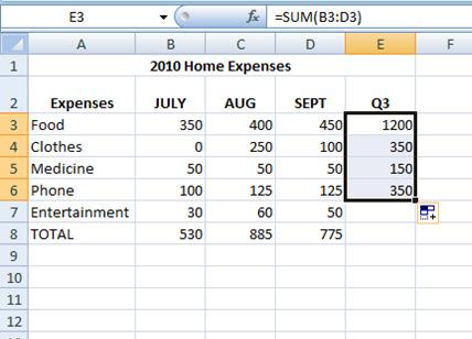 Copy formulas with Autofill Excel will fill cells automatically to copy a formula, fill in a date or number FILL HANDLE Find the small black square in the lower right corner of the highlighted area