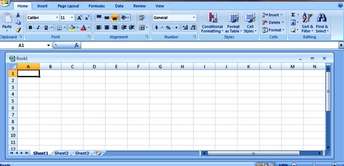 When you open Excel, a new worksheet opens An Excel page is a grid