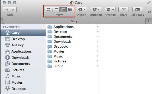 You can choose to view your Finder items as icons, lists, columns, or cover flow (like itunes albums view).
