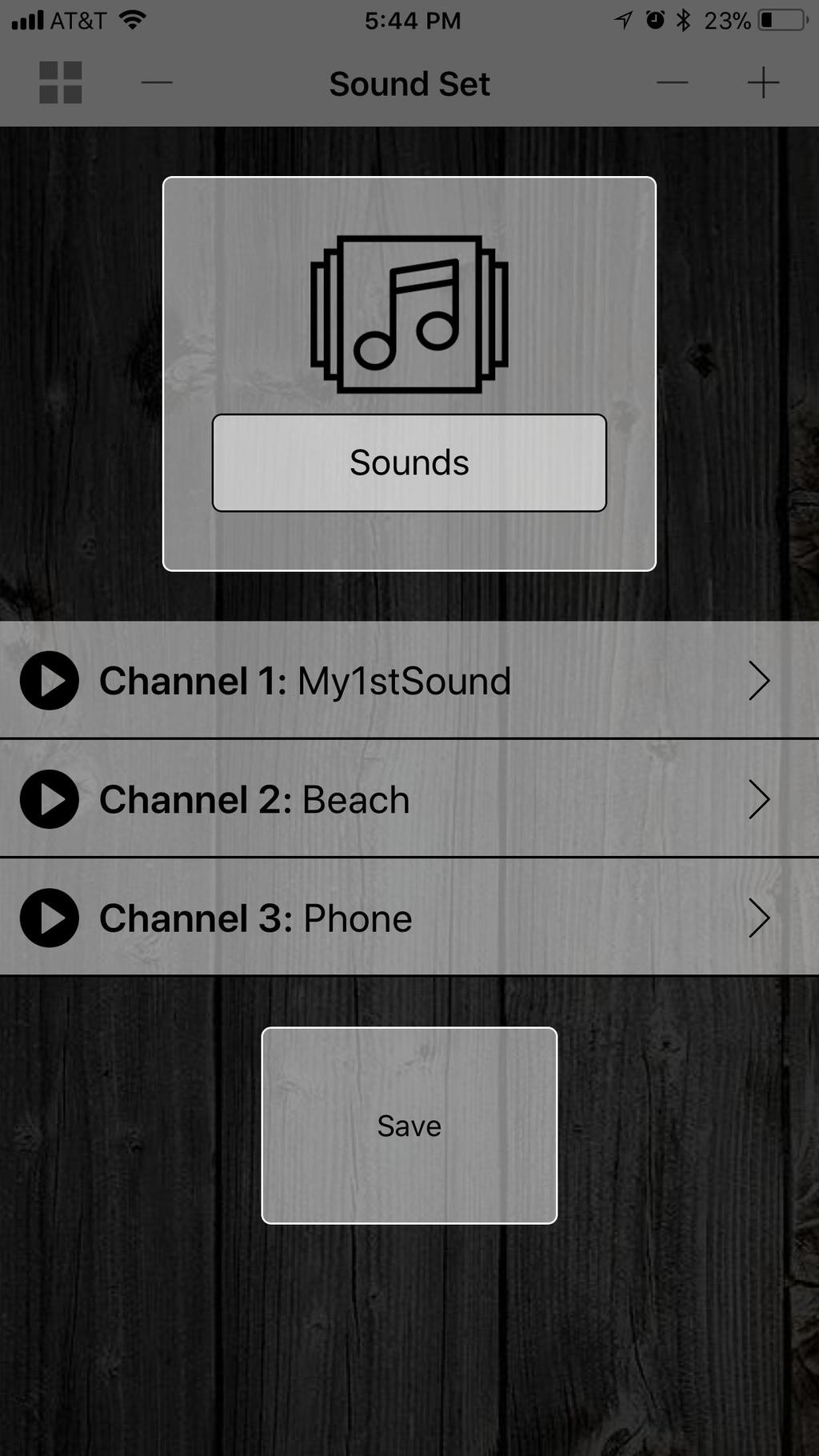 ios Application UI Edit Sound Set Delete Sound set Add