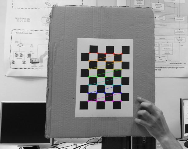 Object recognition and grasping using bimanual robot 25 Figure 3.7 shows the pattern used to calibrate optical and IR of Kinect One: Figure 3.7. Chess5x7x0.