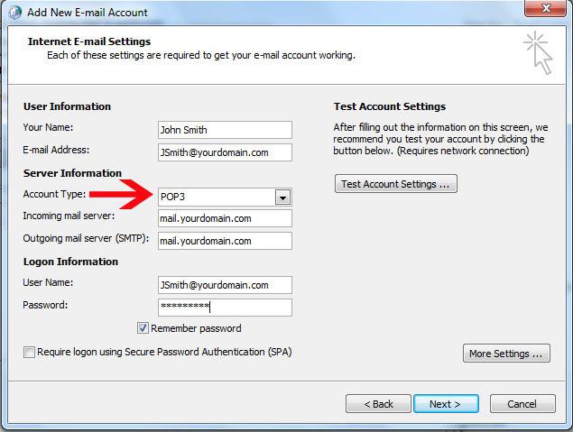 Setting up Microsoft Outlook 2007 with a POP3 Account To setup your Microsoft Outlook with a POP3 account, simply follow steps 1-10 from
