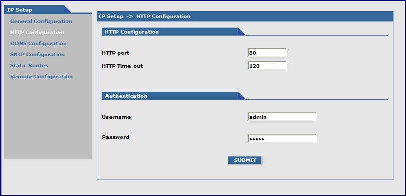 IP Setup, HTTP Configuration Parameters HTTP Configuration Group HTTP Port Enter the port number on which the HTTP server listens for requests. The default is 80.