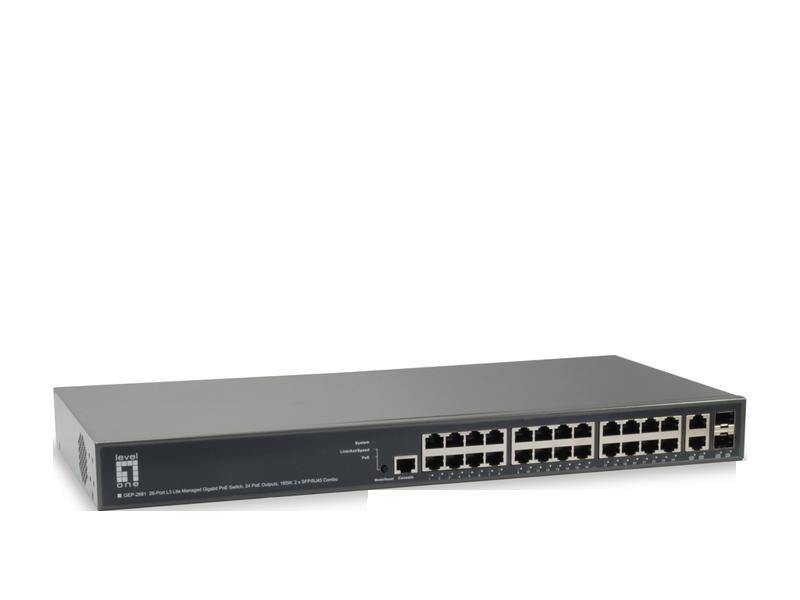 The switch includes advanced L3 features such as Static Route, which delivers better cost performance and lower total cost of ownership in Enterprise networks via fiber or copper connections.