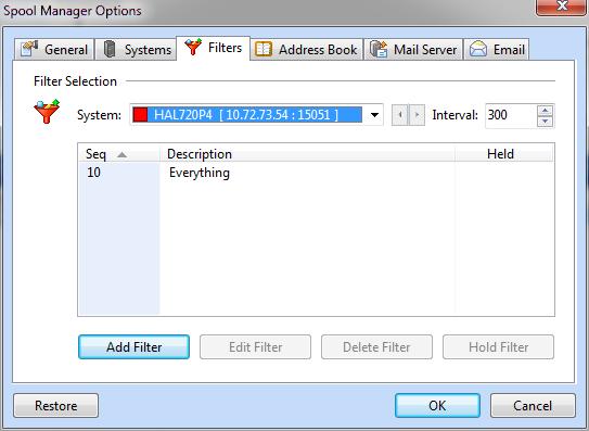 Spooled File Manager GUI Program options System Color Select a color that is used to define the system on the Spooled File Manager GUI main display. Select Custom.