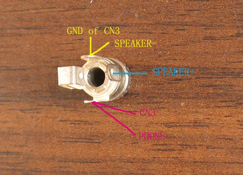 Connect speaker s + lead to output lead of the PH connector (red line); connect speaker s - pin to the GND lead of the PH connector (yellow line).
