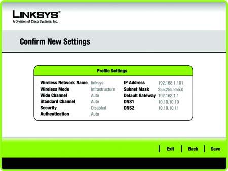 Click Connect to Network to implement the new settings immediately and return to the Link Information screen.