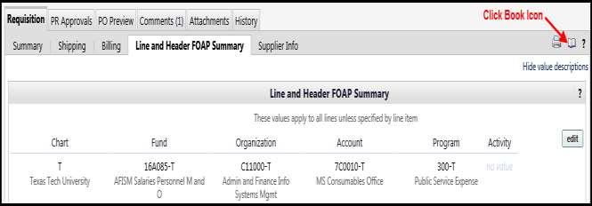 At this point, the entire requisition will be charged to the FOAP shown in the Line and Header FOAP Summary area. It is vital to review all products being purchased and to code accurately.