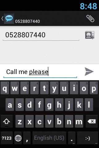 Type the phone number in the 'To' field or touch to choose a contact.