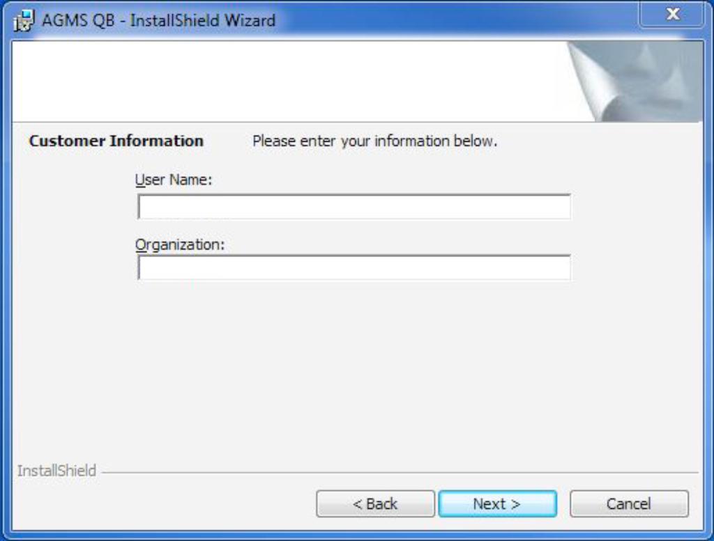 STEP 2 Enter your User Name and Organization, then click
