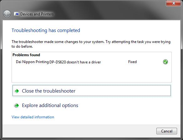 18 Applying a fix If the driver is installed, the message "Troubleshooting has completed"