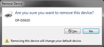 3) The printer deletion confirmation dialog box appears. Click Yes. Figure 3.