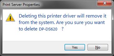 7) The Print Server Properties confirmation dialog box appears. Click Yes. Figure 3.