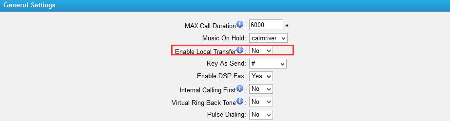 Path: Gateway > Gateway Settings > Feature Codes use the feature code to do attended transfer or blind transfer, follow the voice prompt to operate. 10. Added Inter Call Prefix feature code *99.