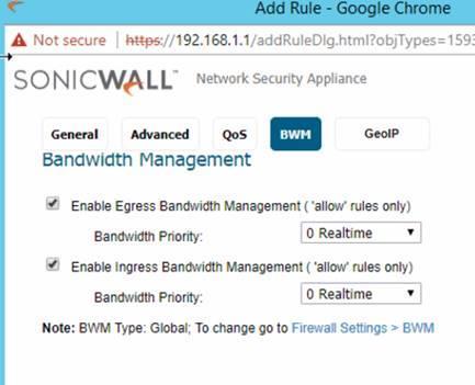 Inbound Bandwidth Management ( allow rules only) o