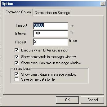 Chapter 1 Connection 1.3 Optional Setting Select Command Option after click Comm > Option menu or icon, the communication option dialog will then open as shown in fig1.4.