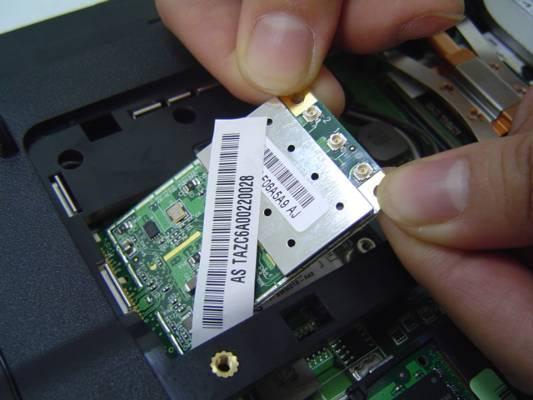 3. Remove 3 Antenna cables from Wireless LAN Module then