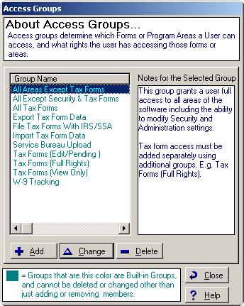 Administration and Security 11 2. Click Add to create a new access group.
